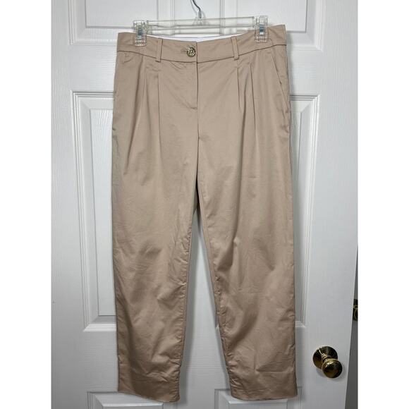 Kate Spade NY Tan Cotton Wide Leg Crop Pant Trousers 2 Capsule Old Money - Picture 1 of 7